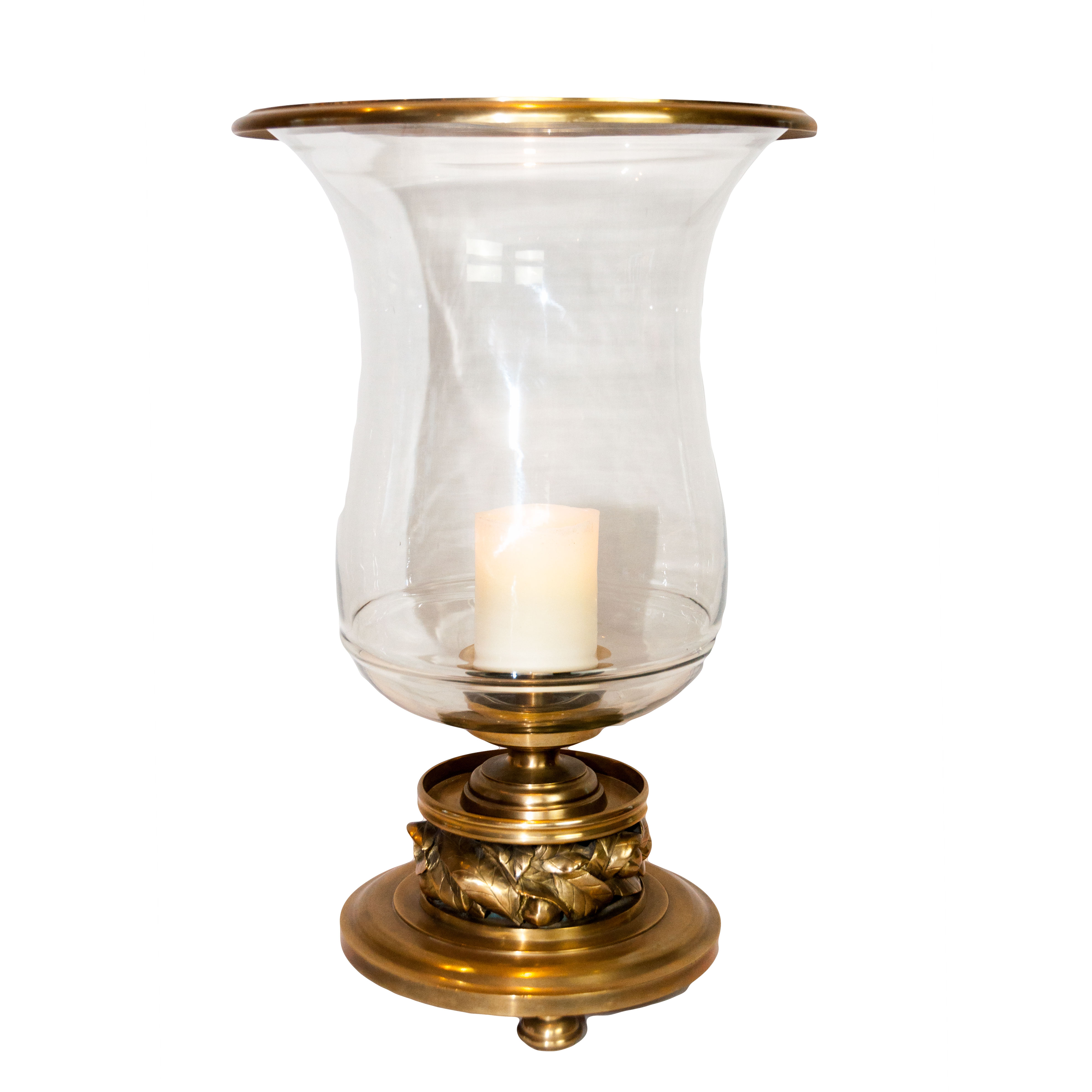 Hambridge Brass Hurricane Lamp With, Brass Hurricane Lamps Candles