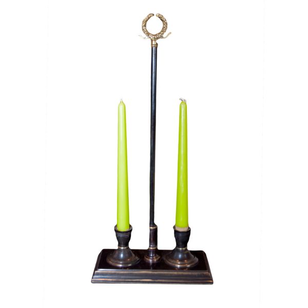 Twin Bronze Candlestick with Wreath