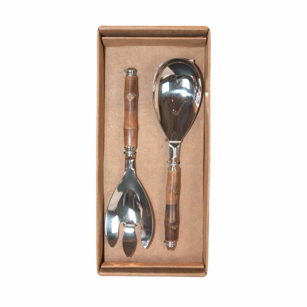 Boxed Set of Two Bamboo Handled Salad Servers