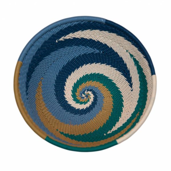 Ocean Small Round Handwoven Telephone Wire Basket